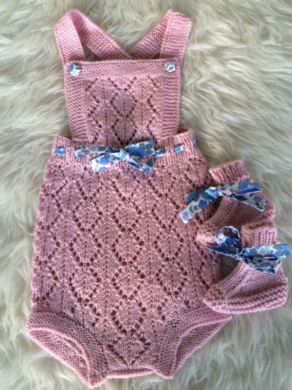 Barnigjen strikkeoppskrift romper Marie