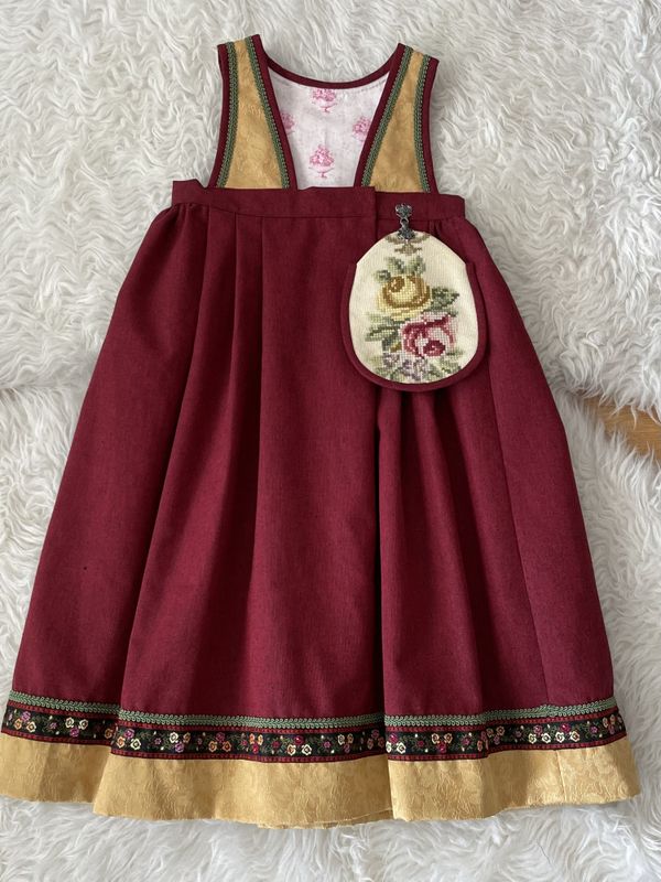 X SOLGT Festdrakt Astrid mørkerød/gul roser